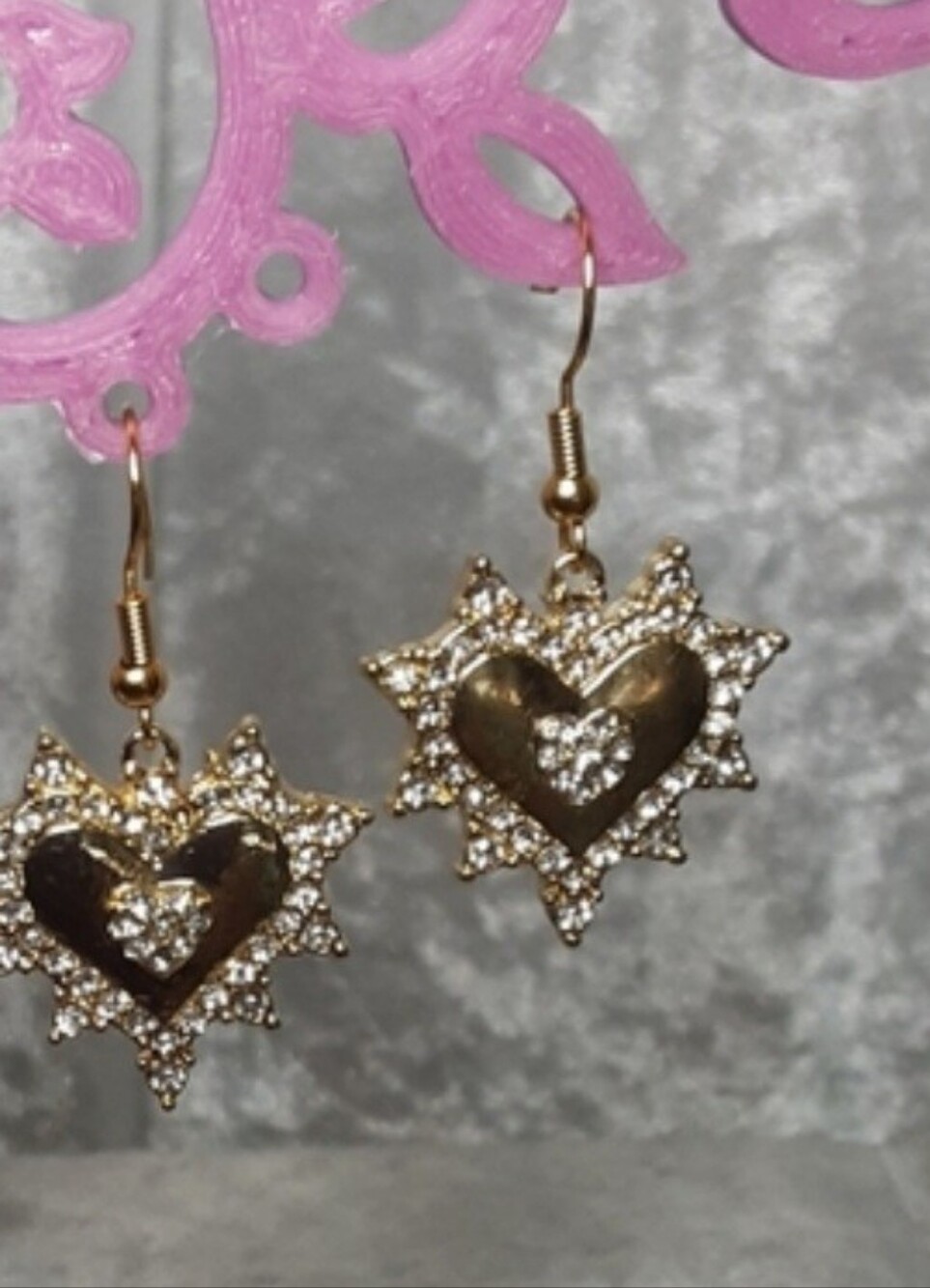 Handmade Goldtone Crystal Heart Earrings